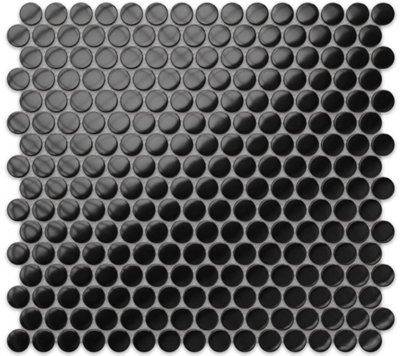 Ilcom Mosaic Tile Sheet In Ceramic On Mesh 31.7Cm X 29.3CmBlack Dots from B&Q