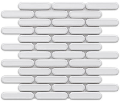 Ilcom Mosaic Tile Sheet In Ceramic On Mesh 30Cm X 30.5CmWhite Savoiardi from B&Q