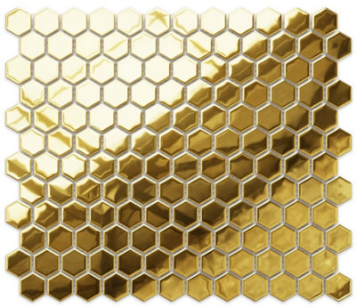 Ilcom Mosaic Tile Sheet In Ceramic On Mesh 30Cm X 26XcmGold Hive from B&Q