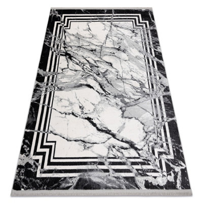 RugsX Modern Carpet Tuls StructuralFringe 51210 Marble Anthracite 180X270 Cm from B&Q