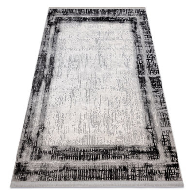 RugsX Modern Carpet Tuls StructuralFringe 51235 VintageFrame Anthracite 80X150 Cm from B&Q