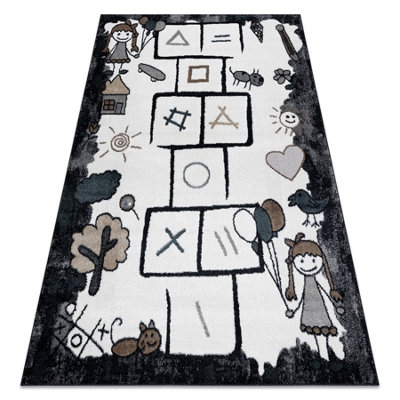RugsX Carpet Fun Hop For ChildrenHopscotchAnimals Black 120X170 Cm from B&Q