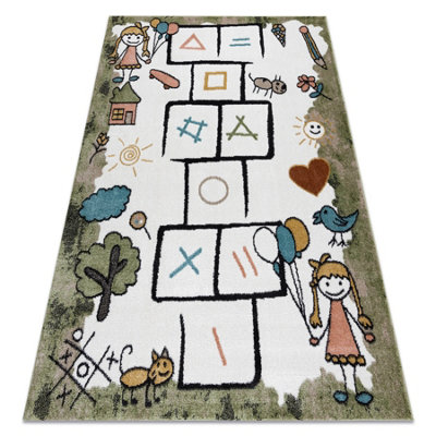 B&Q -  Carpet Fun Hop For ChildrenHopscotchAnimals Green 160X220 Cm