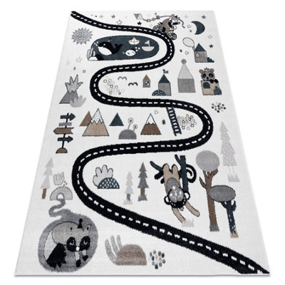 RugsX Carpet Fun Route For ChildrenStreetAnimals Cream 160X220 Cm from B&Q