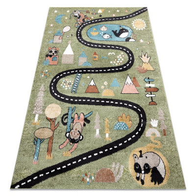 RugsX Carpet Fun Route For ChildrenStreetAnimals Green 140X190 Cm from B&Q