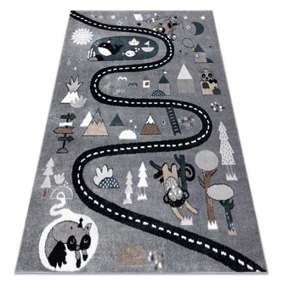 RugsX Carpet Fun Route For ChildrenStreetAnimals Grey 240X330 Cm from B&Q