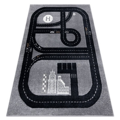 RugsX Carpet Fun Track For ChildrenStreetTown Grey 120X170 Cm from B&Q
