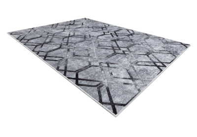 RugsX Miro 51805.803 Washing Carpet GeometricTrellis Anti-SlipGrey 200X290 Cm from B&Q