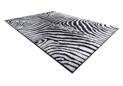 RugsX Miro 51331.803 Washing Carpet Zebra Anti-SlipBlack White 200X290 Cm from B&Q
