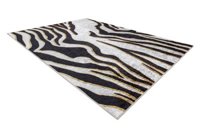 RugsX Miro 52002.807 Washing Carpet Zebra Pattern Anti-SlipCream / Black  200X290 Cm from B&Q