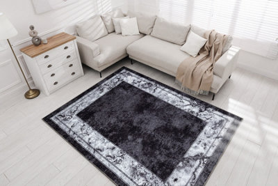 RugsX Miro 51813.805 Washing Carpet FrameMarble Anti-SlipCream / Grey  120X170 Cm from B&Q