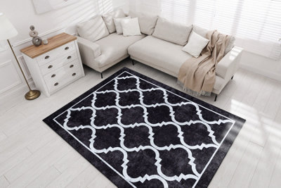 RugsX Miro 51639.806 Washing Carpet Trellis Anti-SlipBlack  200X290 Cm from B&Q