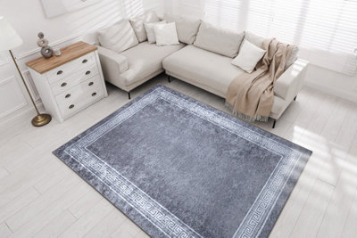 RugsX Miro 51317.807 Washing Carpet FrameGreek Anti-SlipGrey  200X290 Cm from B&Q
