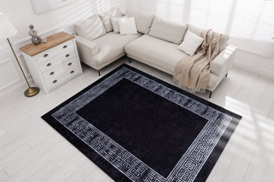 RugsX Miro 51223.807 Washing Carpet MarbleGreek Anti-SlipBlack / White  200X290 Cm from B&Q