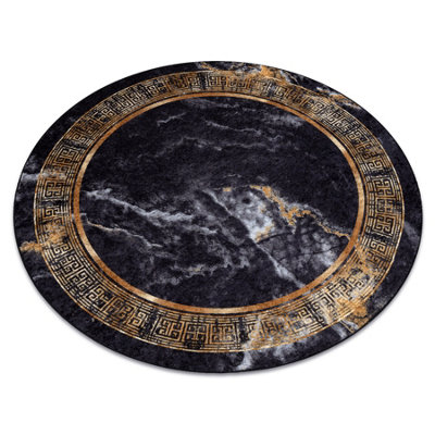 RugsX Miro 51199.806 Circle Washing Carpet MarbleGreek Anti-SlipBlack / Circle 80 Cm from B&Q