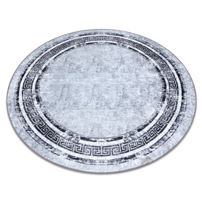 RugsX Miro 51254.802 Circle Washing Carpet MarbleGreek Anti-SlipGrey /  Circle 200 Cm from B&Q