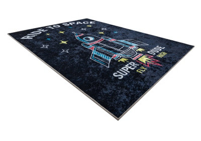 RugsX Junior 52069.801 Washing Carpet SpaceRocket For Children Anti-Slip 140X190 Cm from B&Q