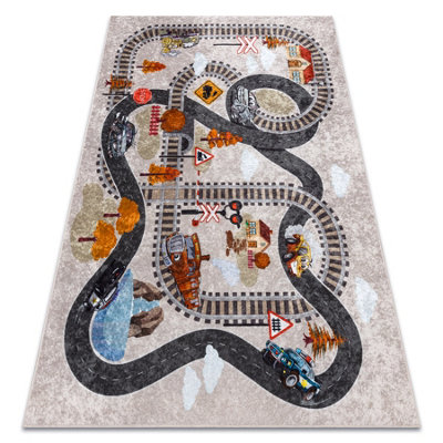 RugsX Junior 51986.803 Washing Carpet Train TracksLocomotive For Children  160X220 Cm from B&Q
