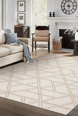 RugsX Carpet Jersey 19241 BeigeRhombusesGeometric StructuralLoop Boho  200X290 Cm from B&Q