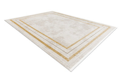 RugsX Modern Carpet Duke 51523 Cream / GoldFrameStructuredVery Soft  140X190 Cm from B&Q