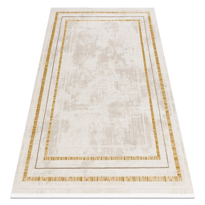 RugsX Modern Carpet Duke 51523 Cream / GoldFrameStructuredVery Soft 280X370 Cm from B&Q