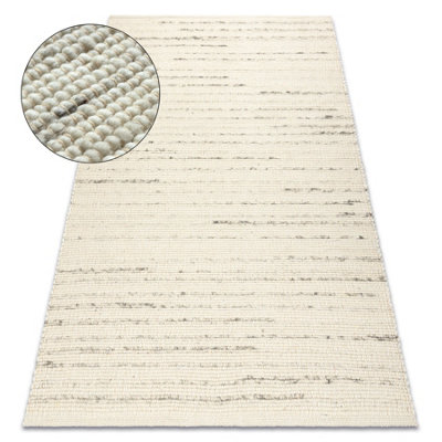 RugsX Nepal 2100 White / Natural GreyWoolenDouble-SidedNatural 60X100 Cm from B&Q