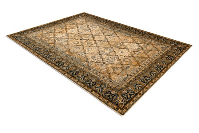 RugsX Wool Carpet Omega Grenada FrameDiamondsOrientalCognac 300X400 Cm from B&Q