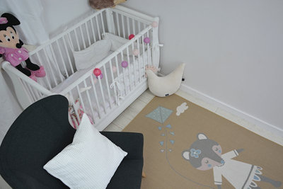 B&Q -  Carpet For Kids Loko Mouse Beige Anti-Slip 120X170 Cm