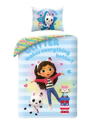 Gabby’s Dollhouse Gabbys Dollhouse 100% Cotton Single Duvet Cover And Pillowcase Set from B&Q
