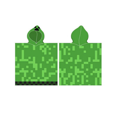 B&Q Minecraft Creeps 100% Cotton Poncho Towel Bath Sheet Beach Towel Green