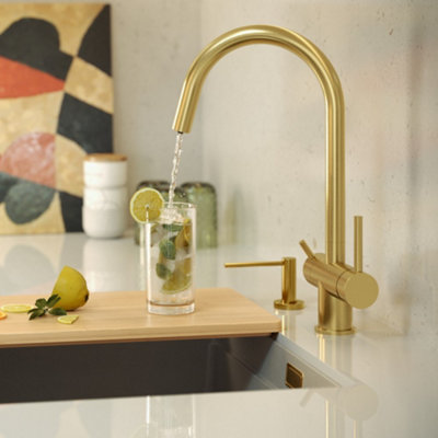 Quadron Caren 3-Way Filter Tap GoldNano Pvd Stainless Steel Material from B&Q