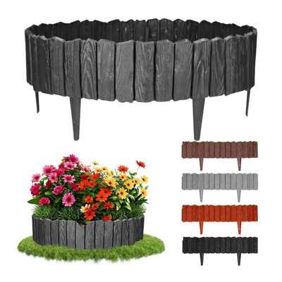 Gardenix Anthracite Lawn Edging2.3 M / 7.4 Ft Flexible Garden For Flower BedsPatio & PavementEasy Install BorderNo from B&Q