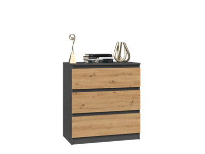 M3 Malwa Chest Of Drawers Anthracite Artisan Oak from B&Q