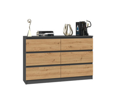 M6 120 Malwa Chest Of Drawers Anthracite Artisan Oak from B&Q