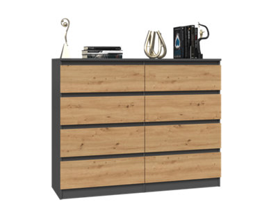 M8 120 Malwa Chest Of Drawers Anthracite Artisan Oak from B&Q