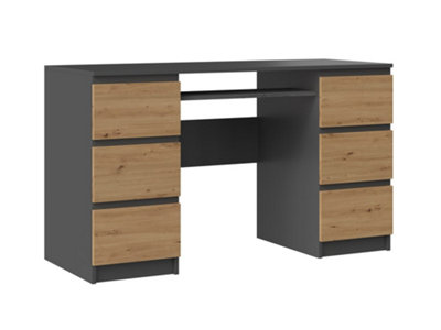 Kuba Desk Anthracite Artisan Oak from B&Q