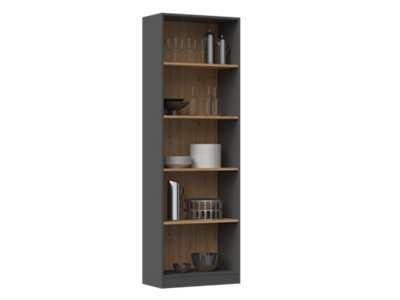 R60 Tall Bookcase Anthracite Artisan Oak from B&Q