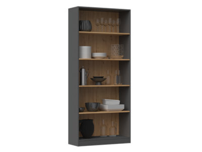 R80 Tall Bookcase Anthracite Artisan Oak from B&Q