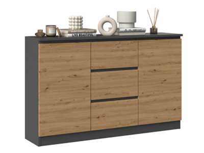 2D3S Modern Sideboard Anthracite Artisan Oak from B&Q