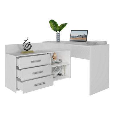Dany Corner Desk With Drawers White from B&Q