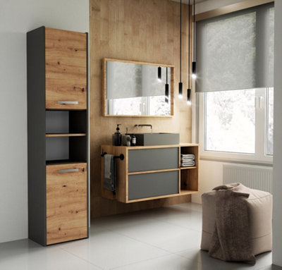 S40 Bathroom And Kitchen Cabinet Anthracite Artisan Oak from B&Q