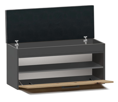 Parma Shoe Cabinet Anthracite Artisan Oak from B&Q