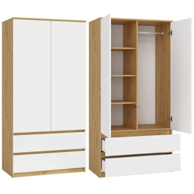 Topeshop Malwa Ss-90 Artisan Oak Wardrobe Clothes Storage With Drawers from B&Q
