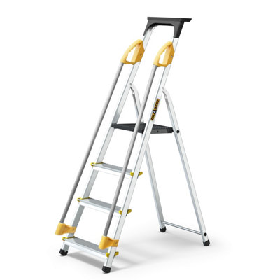 Drabest Household Ladder With Handrails150KgAluminum4 Steps from B&Q