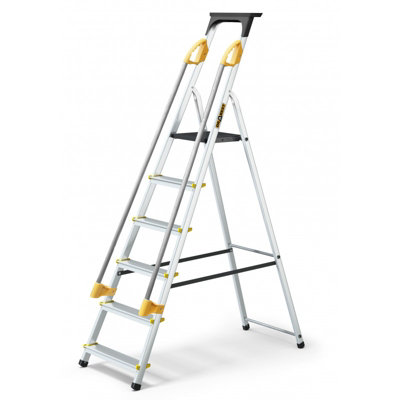 Drabest Household Ladder With Handrails150KgAluminum6 Steps from B&Q
