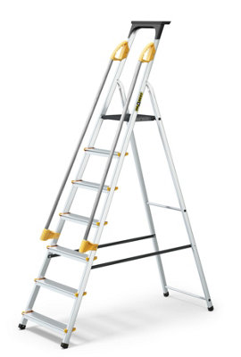 Drabest Household Ladder With Handrails150KgAluminum7 Steps from B&Q