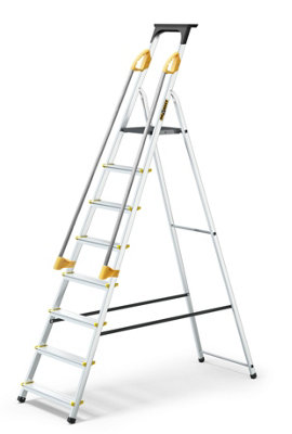 Drabest Household Ladder With Handrails150KgAluminum8 Steps from B&Q