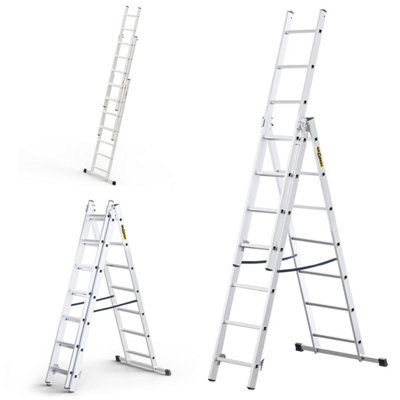 Drabest Aluminum Ladder 3-Section 3X7 150 Kg En131 Home from B&Q