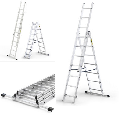 Drabest Aluminum Ladder 3-Section 3X6 150 Kg En131 Tuv Home from B&Q