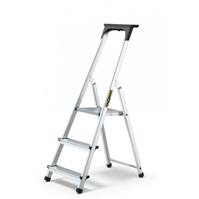 B&Q -  Aluminum 3-Step Household Ladder With Tool Shelf 125 Kg